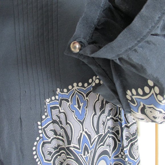 Banana Republic Dark Blue & White Silk Tunic/Mini Dress 3/4 Sleeve Sz XS - Picture 6 of 9